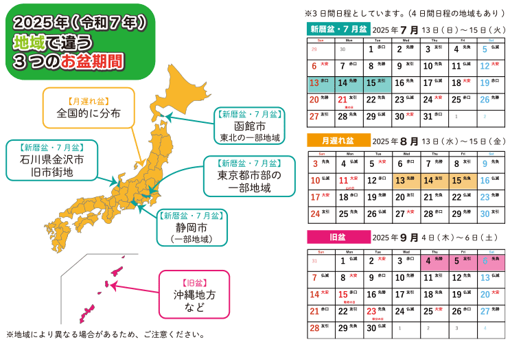 2025年のお盆カレンダー｜日程をチェック