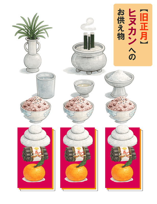 ヒヌカン（火の神）への旧正月のお供え