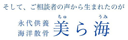 そして、ご相談者の声から生まれたのが 永代供養 海洋散骨 美ら海